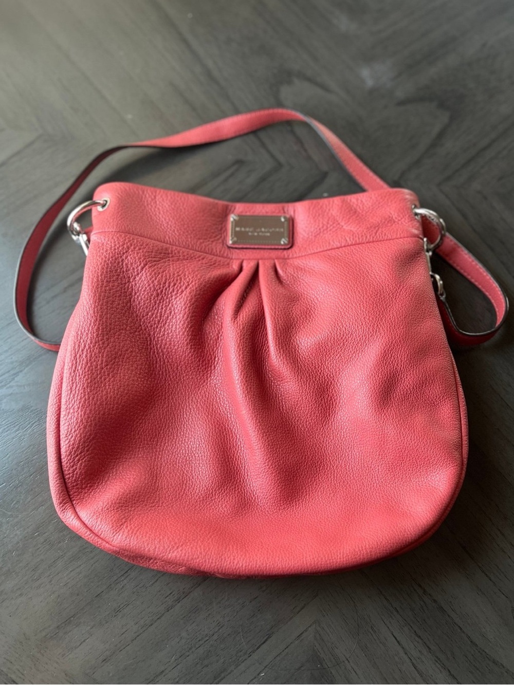 Marc Jacobs Coral Classic Q Leather Hillier Hobo Bag with Silver Hardware